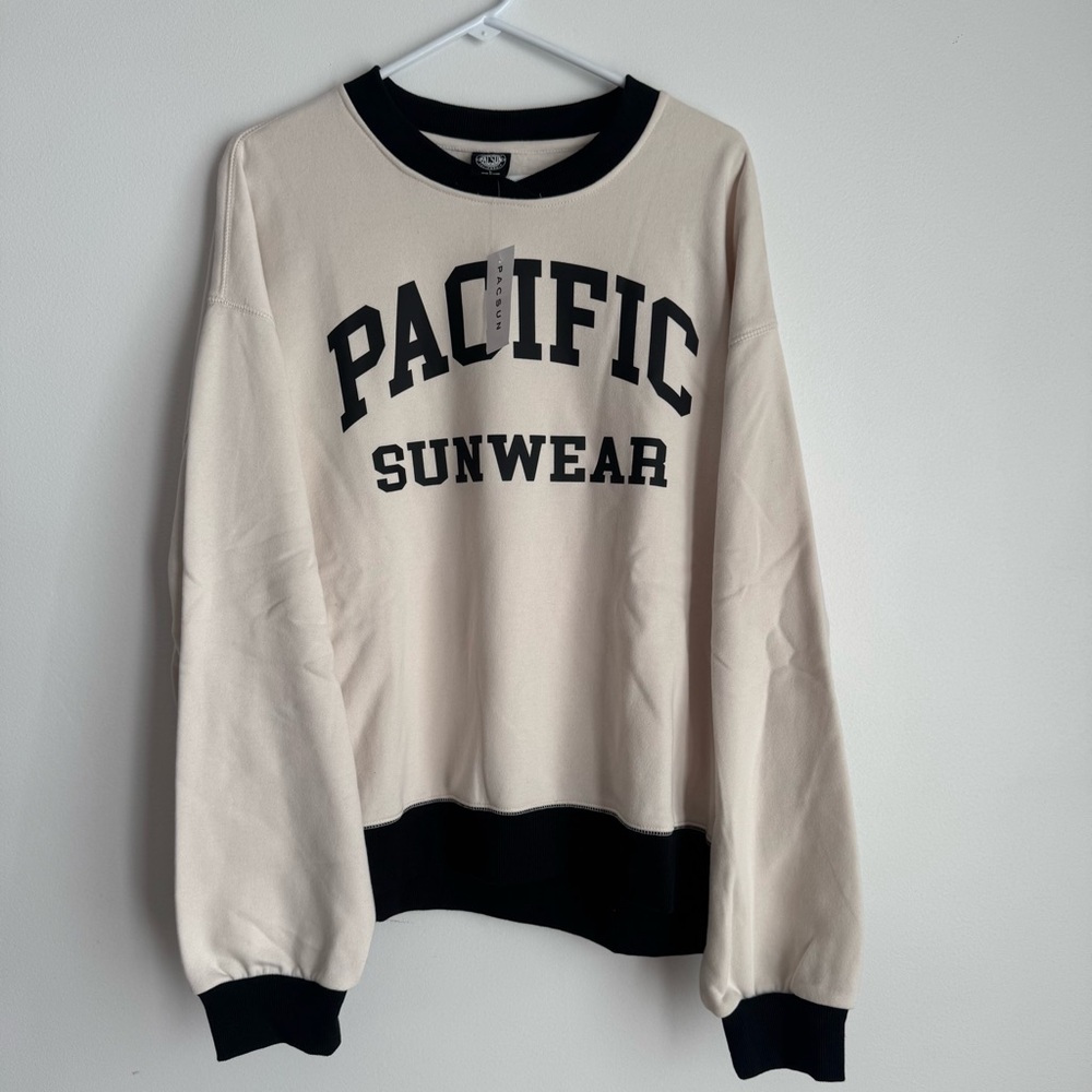 Pacific Sunwear Cream and Black Crewneck